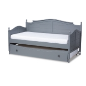 Baxton Studio Mara Cottage Farmhouse Grey Finished Wood Twin Size Daybed with Roll-Out Trundle Bed